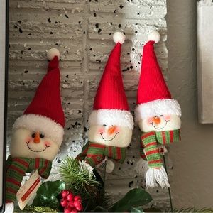 Plush snowman face Christmas decoration